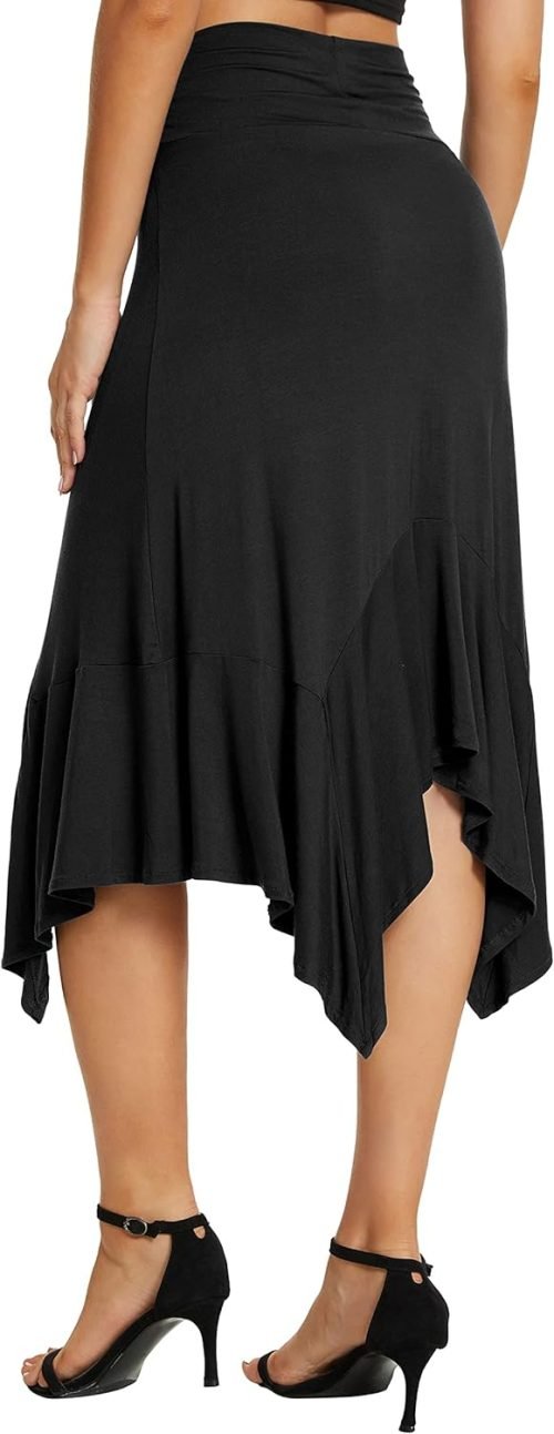 Women's Summer Beach Skirt Stretchy Midi Skirt with Irregular Hem
