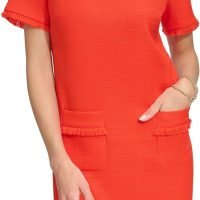 Women's Fringe Detail Hopsack Fabric Dress