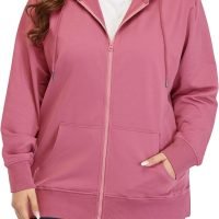 Women's Plus Size Full Zip-Up Hoodie Jacket Cotton Sweatshirt