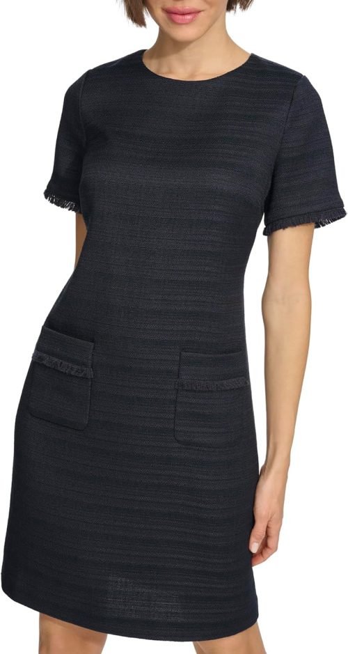 Women's Fringe Detail Hopsack Fabric Dress