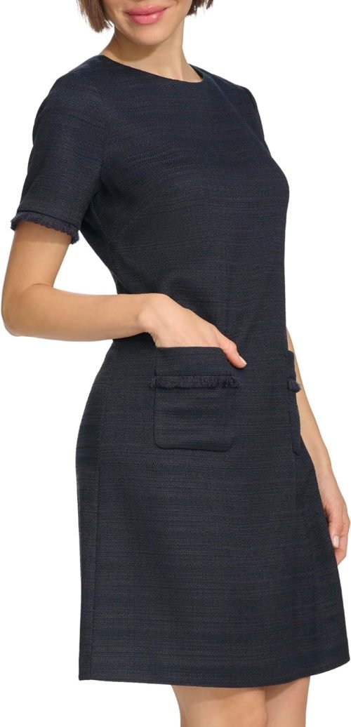 Women's Fringe Detail Hopsack Fabric Dress