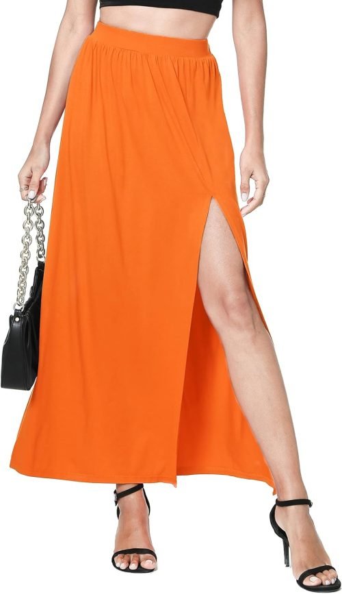 Women's Elastic High Waist Maxi Skirt Split Maxi Beach Skirt