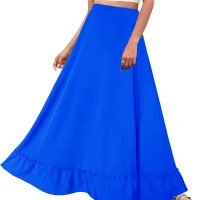 Women Plus Size Maxi Skirt Vintage High Waist Long Skirt with Pockets