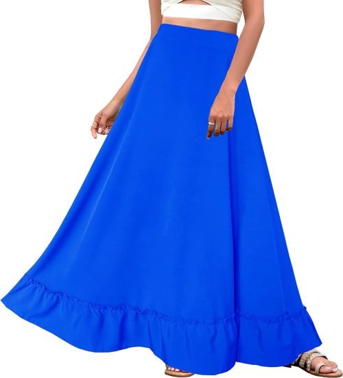 Women Plus Size Maxi Skirt Vintage High Waist Long Skirt with Pockets
