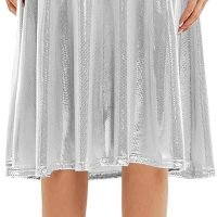 Women's Casual Ruched Stretchy High Waist A-Line Skirt Pleated Flared Midi Skirt