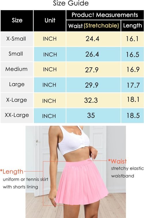 Women Short Uniform High Waist Pleated Skater Tennis Skirt with Shorts