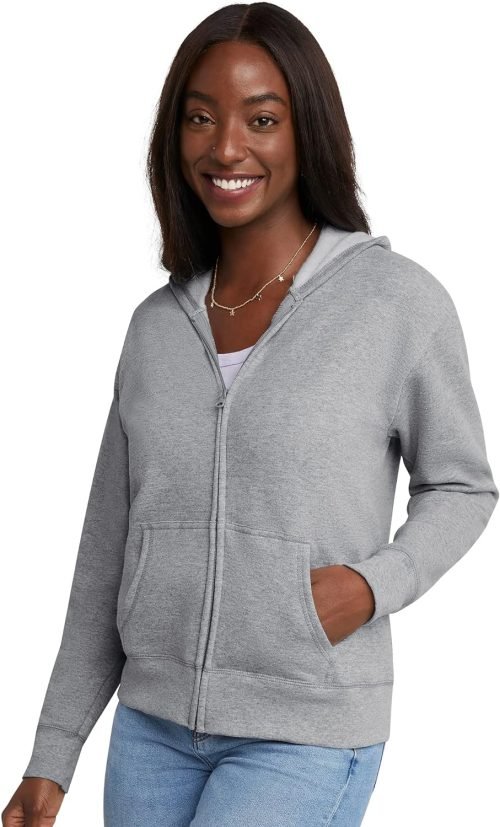 Women's Full-Zip Fleece Hoodie, Zip-Up Hooded Sweatshirt For Women