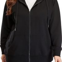 Women's Plus Size Full Zip-Up Hoodie Jacket Cotton Sweatshirt