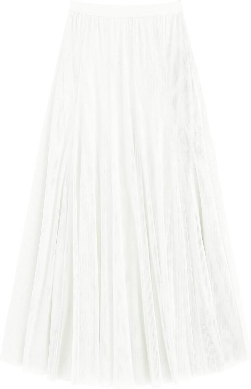 Women's Tulle Skirt Elastic High Waist Layered Pleated Mesh Flowy A-line Midi Skirt