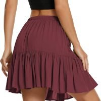 Women's Flared Short Skirt Floral/Solid Ruffle Mini Skater Skirt