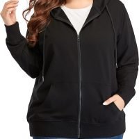 Women's Plus Size Full Zip-Up Hoodie Jacket Cotton Sweatshirt