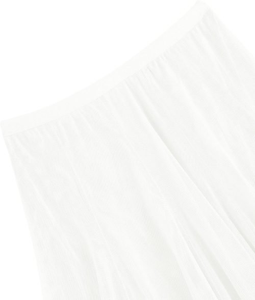 Women's Tulle Skirt Elastic High Waist Layered Pleated Mesh Flowy A-line Midi Skirt