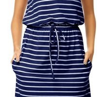 Womens Hide Belly Mid Length Work Casual Dress with Pockets