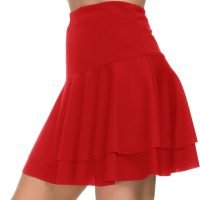 Stretchy Flared Ruffle Layered Mini Skater Skirts for Women