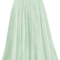 Women High Elastic Waist Pleated Midi Long Skirt Swing A-line Skirts