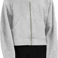 81L-UmcebqL._AC_SL1500 Womens Zip Up Sweatshirts Fleece Lined Collar Crop Hoodie Casual Cotton Long Sleeve Tops with Thumb Hole