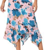 81MM0TAJ3sL._AC_SL1500_f2daef63-9a8f-41c8-848e-835bdddf7c69 Women's Flowy Stretchy Skirt Handkerchief Hemline Midi Skirt