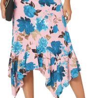 81P1GQ0y9gL._AC_SL1500 Women's Flowy Stretchy Skirt Handkerchief Hemline Midi Skirt