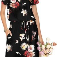 Womens Hide Belly Mid Length Work Casual Dress with Pockets