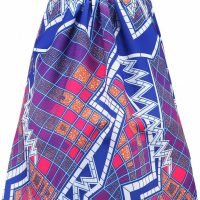 Womens African Print Skirt Boho Flare Pleated Midi Skirt with Pockets