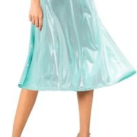 Women's Casual Ruched Stretchy High Waist A-Line Skirt Pleated Flared Midi Skirt