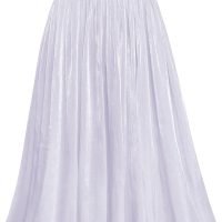 Women High Elastic Waist Pleated Midi Long Skirt Swing A-line Skirts
