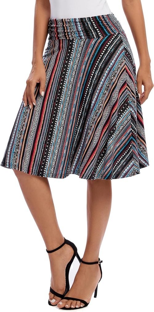 Women's Ruched Waist Stretchy Flared Yoga Skirt High Waist Midi Skirt for Women