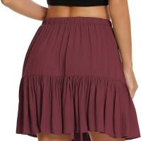 Women's Flared Short Skirt Floral/Solid Ruffle Mini Skater Skirt