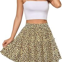 Women's Summer High Waist Floral Layered Ruffle Pleated Beach Mini Skirt