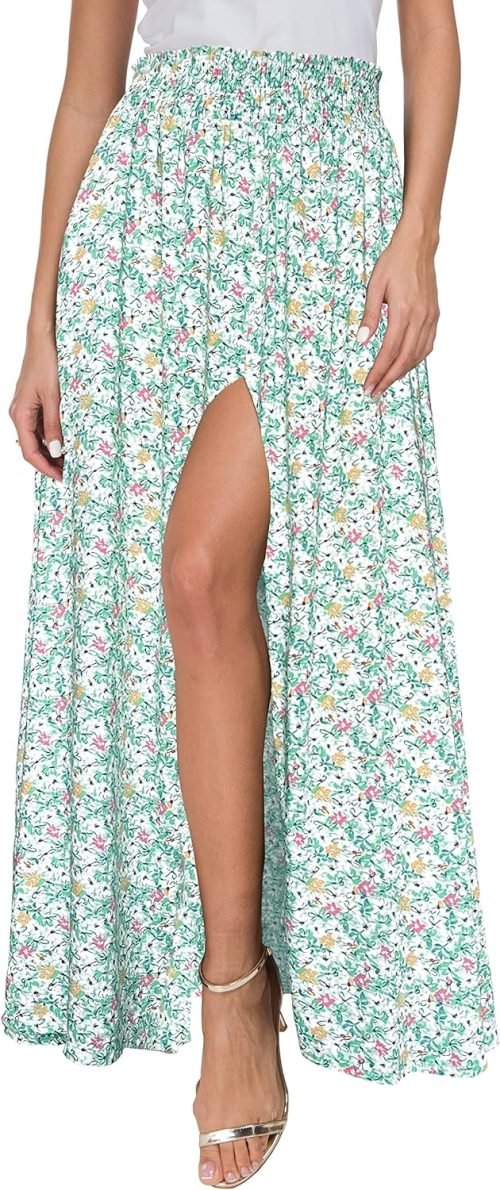 91L9lJOZUIL._AC_SL1500 Women's Print Long Skirts High Waist Split A Line Full Length Maxi Skirt