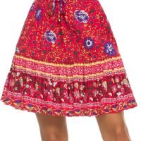 Women's Flared Short Skirt Floral/Solid Ruffle Mini Skater Skirt