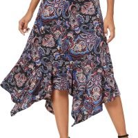 Women's Summer Beach Skirt Stretchy Midi Skirt with Irregular Hem