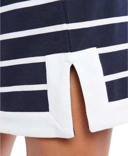 Women's Breton Stripes Sleeveless V-Neck Stretch Cotton Polo Dress