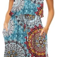 Womens Hide Belly Mid Length Work Casual Dress with Pockets