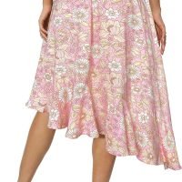 Women's Boho Floral High Waisted High Low Asymmetric Hem Midi Skirt