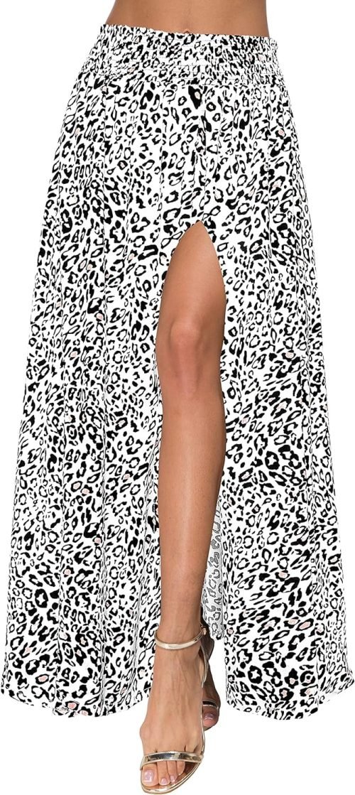 91t0xBC_1UL._AC_SL1500 Women's Print Long Skirts High Waist Split A Line Full Length Maxi Skirt
