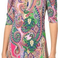 Women's Floral Jersey Short Puff Sleeve Dress